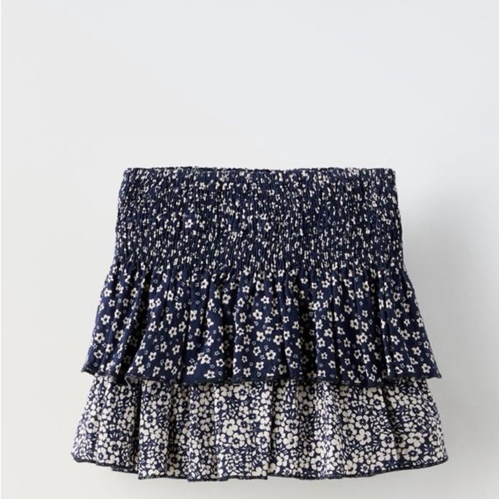 Zara Kids Navy Blue Floral Mini Skirt